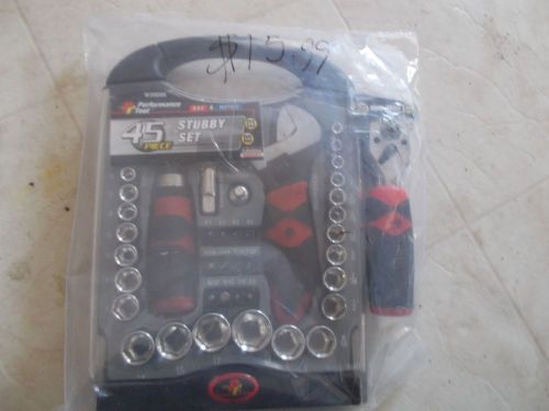 Performance tool w39000 stubby set socket wrench screwdriver ratchet 45 piece for sale