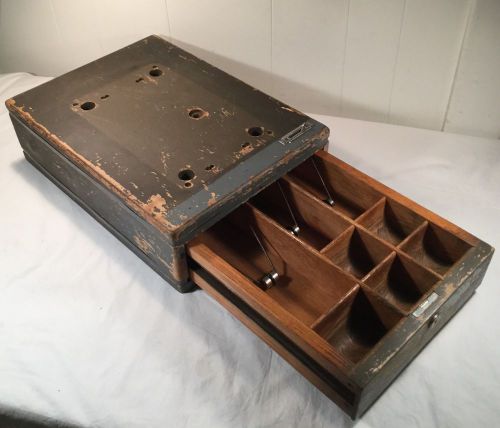 Antique vtg 1930&#039;s Hardwood Cash Drawer Till Box Register Spring Loaded Portable