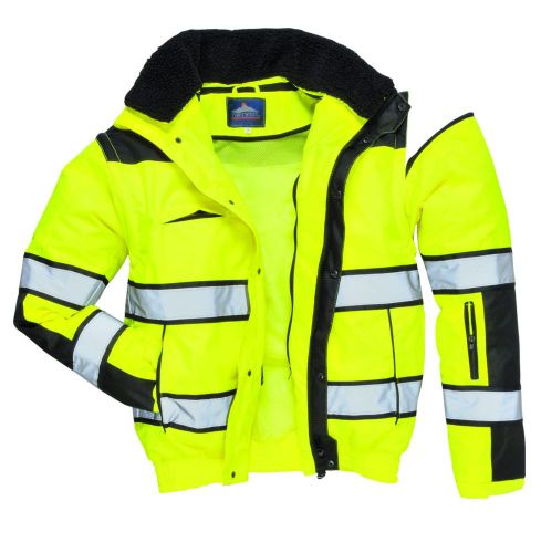 High visibility bomber rain jacket 3 jackets in 1 reflective work portwest uc466 for sale