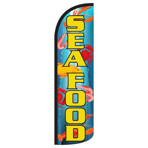 3 seafood extra wide swooper flag jumbo sign feather sea food banner 15&#039; (three) for sale