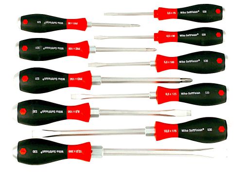 Wiha 10 piece softfinish extra heavy duty slotted / phillips screwdriver set for sale