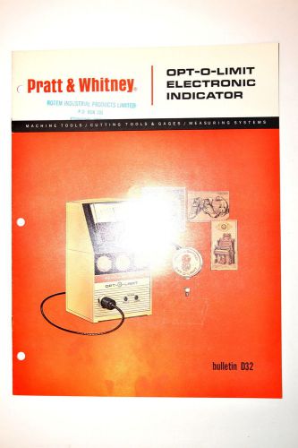 PRATT &amp; WHITNEY USA OPT-O-LIMIT ELECTRIC INDICATOR BULLETIN D32 1964 #RR141