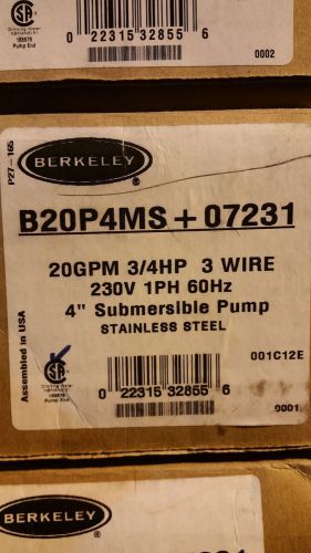 Berkeley 3/4 hp 20 gpm pump pack submersible pump, motor, &amp; control box for sale