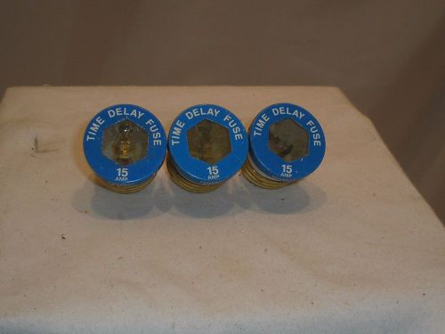 Generic d-type edison base time delay plug fuse 15 amp, lot of 3 for sale