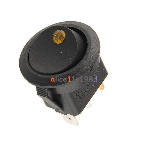 AC 125V/250V 3 Pins Yellow Car Round Dot LED Light Rocker Toggle Switch