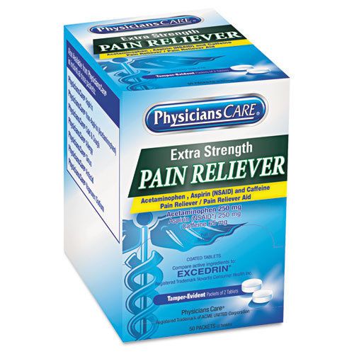 &#034;PhysiciansCare Extra-Strength Pain Reliever, Two-Pack, 50 Packs/box&#034;
