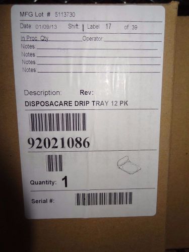 NEW Pack of 12: Ecolab Disposacare Drip Trays (92021086)