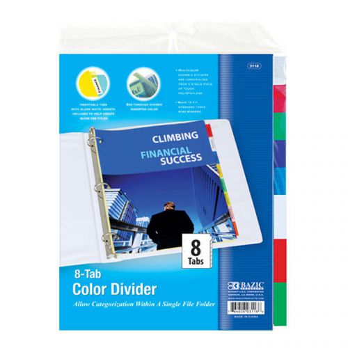 BAZIC 3-Ring Binder Dividers w/ 8-Insertable Color Tabs  of-24