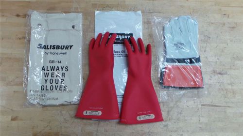 Salisbury gk0014r/8 class 00 size 8 red natural rubber electrical glove kit for sale