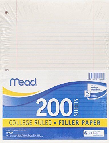 Mead #15326 200CT White Filler Paper (Pack of 6)