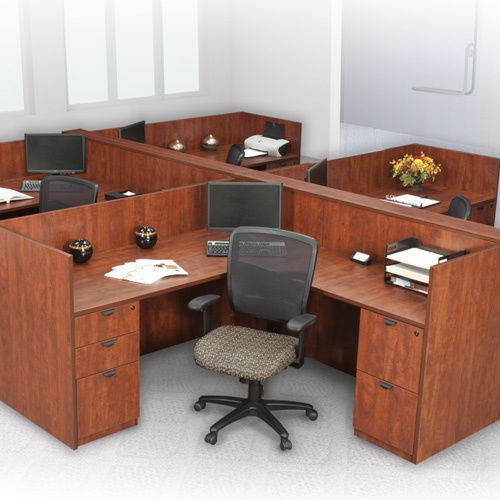 OFFICE WORKSTATION CUBICLE DESK Station L-Shaped Systems Furniture Wooden Panels