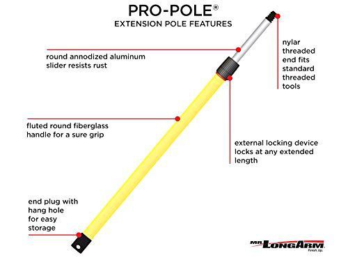 Pro-pole extension pole 4-to-8 foot mr. long arm 3208 fluted handle design for sale