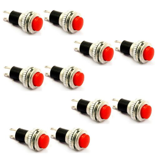 10pcs DS-316 10mm Switch Push Round Button No Lock Reset Copper Foot Red s475