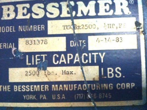 BESSEMER LARGE WIRE CABLE REEL LENGTH COUNTER METER MACHINE MODEL TU48X2500 USED