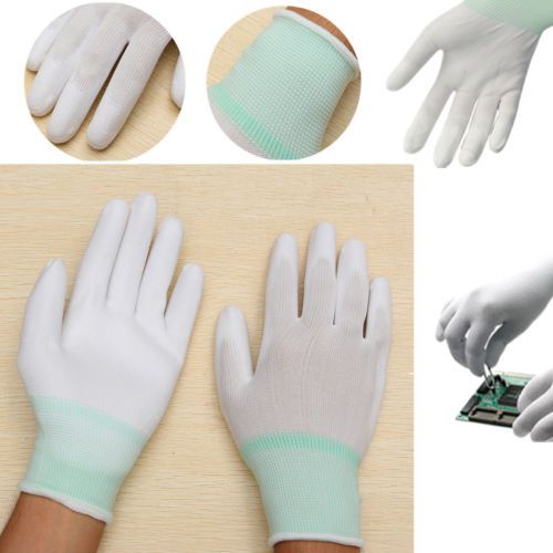 1 Pair ESD PC Computer Working Anti-skid Antiskid Anti-static White Gloves New