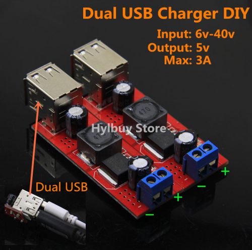 Dual usb dc buck step down converter 6v 12v 24v 36v to 5v car charger module diy for sale