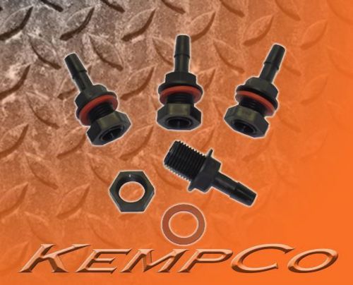 (4) 1/4&#034; Blk Nylon Thru-Panel Straight Adapter Fitting with Hex Nut and Washer