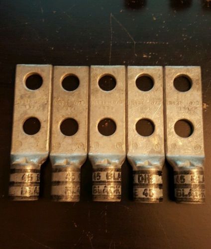 T&amp;b compression lug black 2/0 two hole 3/8 in. stud 1 in. center 125n (lot of 5) for sale