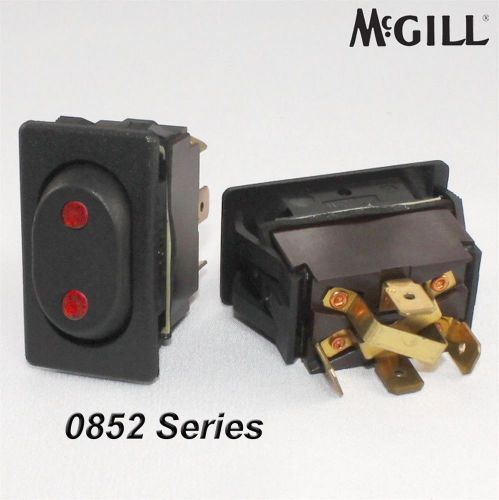 Mcgill 0852 momentary (on)/off/(on) rocker switch black spdt w/ red lights for sale