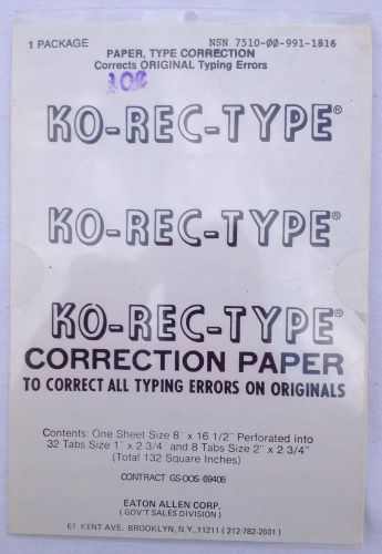 KO-REC-TYPE Typewriter Correction Paper - 1pack, 24 sheets each Vintage 1970&#039;s