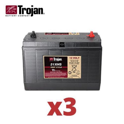 Set of 3 Trojan 31XHS 12V 130Ah Deep Cycle Batteries for Floor Scrubbers &amp; RVs