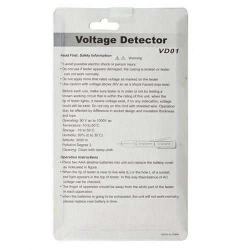Electric Voltage Detector Non-Contact 90~1000V AC Tester Test METER Pen HC