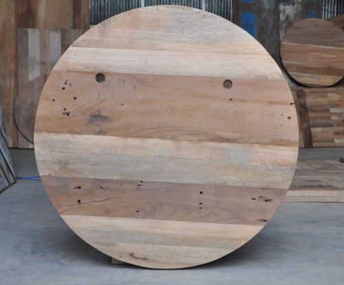 Handmade solid reclaimed rustic burn wood 40&#034; round restaurant bar table top for sale