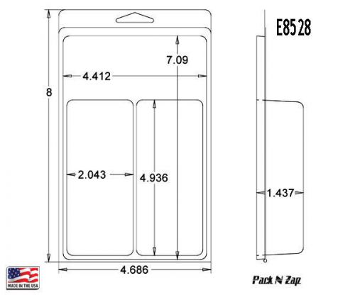 E8528: 250- 8&#034;H x 4.7&#034;W x 1.4&#034;D Clamshell Packaging Clear Plastic Blister Pack