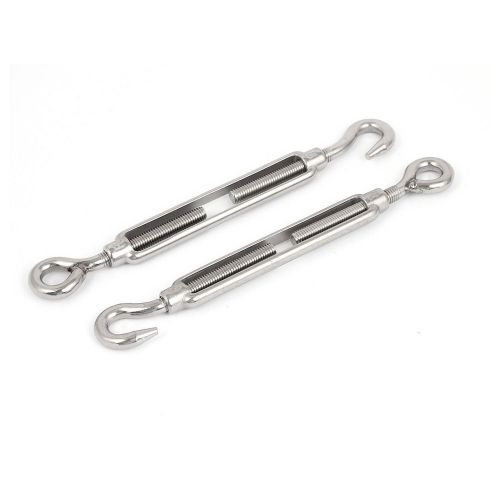M8 5/16&#034; thread adjustable stainless steel eye hook turnbuckle 2pcs for sale
