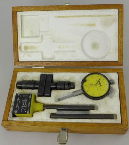 Nsk japan micrometer set w/wood box dial indicator gauge measuring tool vtg for sale
