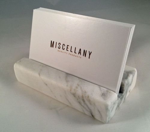 Business Card Holder - White Carrara Marble - Office Desk Home, Recycled Marble