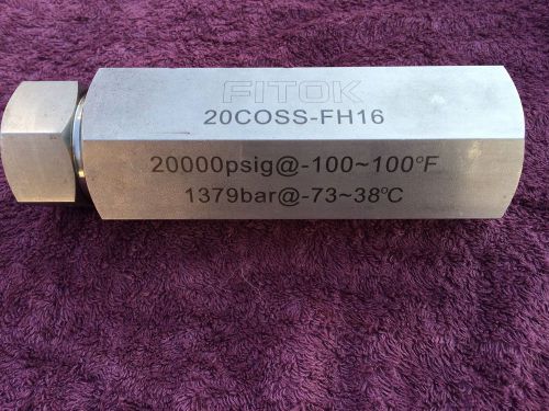 1&#034; Stainless Steel High Pressure Check Valve, 20,000 PSI -Fitlok 316 SS 20C