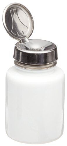 Menda 35387 4 oz round white glass bottle with stainless steel one touch pump for sale