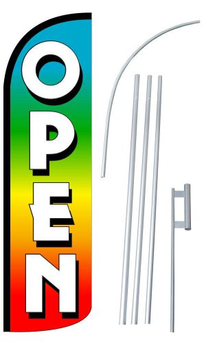 Open Rainbow Extra Wide Windless Swooper Flag Jumbo Banner Pole /Spike