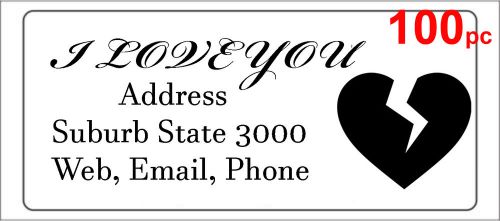 100 Personalised return address label mailing sticker 56x25mm broken heart love