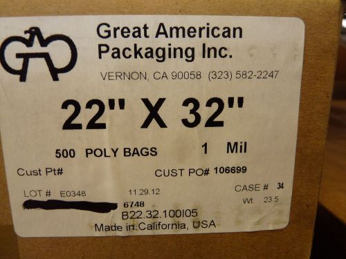 500- 22 X 32  Poly Bags 1.00 mil
