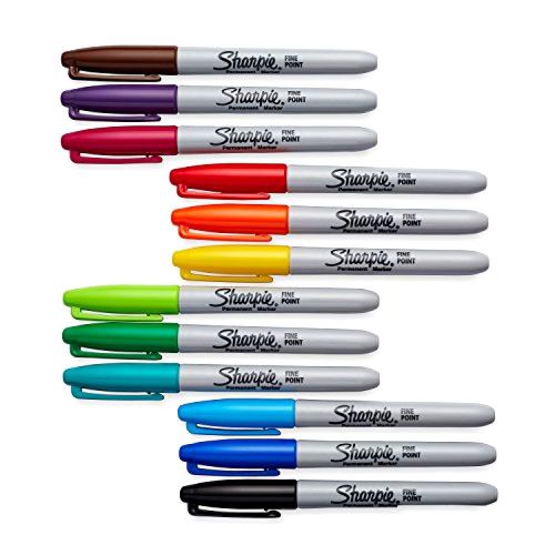 Sharpie Permanent Markers, Fine Point, Assorted Colors, 12-Pack (30072)