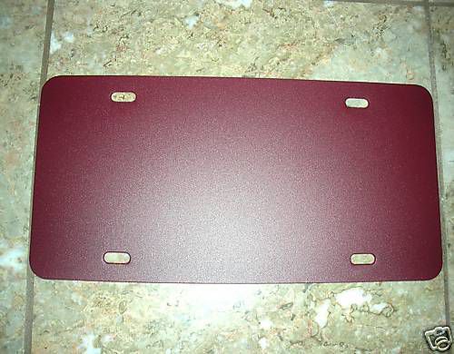 BLANK 6&#034;X12&#034; PLASTIC LICENSE TAG PLATE FOR DECAL MAROON