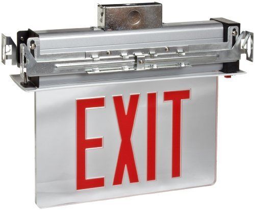 Morris products 73331 recessed mount edge lit led exit sign, red on clear panel for sale