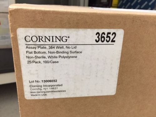 Corning 3652 Assay Plate 384 well, no Lid Flat Bottom Non-Binding Surface 100/ca