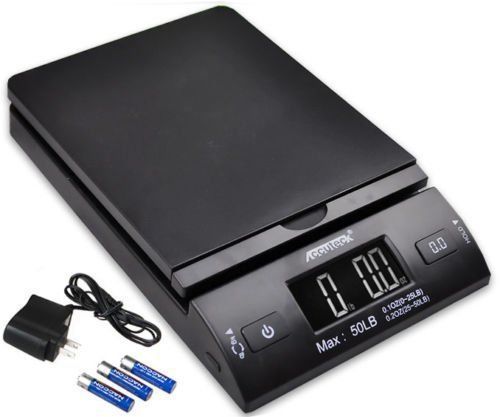 Accuteck 50 lb All-In-One Black Digital Shipping Postal Scale with Adapter New