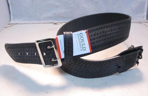K59w size 36&#034; basketweave black 2.25&#034; police duty belt chrome buckle for sale