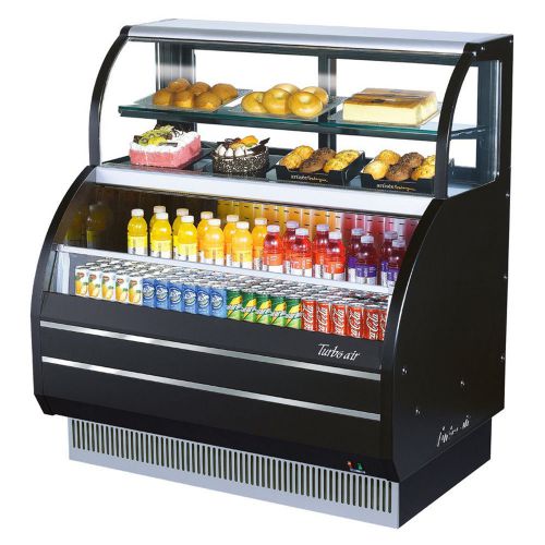Turbo air tom-w-40sb, black 39-inch slim line dual service refrigerated open dis for sale
