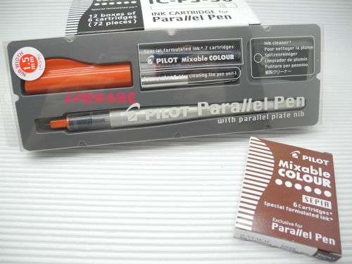 Pilot 1.5mm Parallel Plate Nib Calligraphy Pen Set + 6 Sepia Cartridges