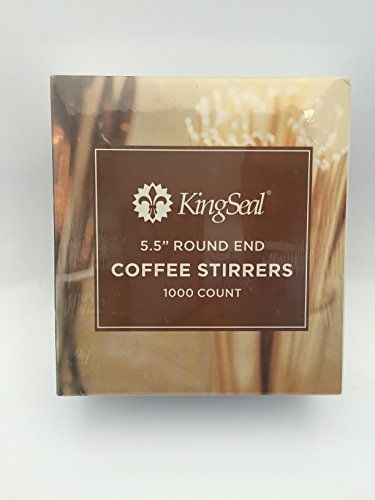 KingSeal Round End Wood Coffee Stirrers - 5.5 Inches, 10 Pack/1000 per Pack