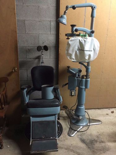 VINTAGE 50s BAUSCH &amp; LOMB Motor Chair &amp; Stand OPTOMETRY light blue dentistry B&amp;L