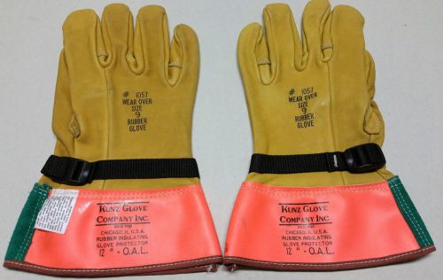 Genuine Kunz Gloves #1057 Wear Over Size 9 Rubber Leather 12&#034; O.A.L. Electrical