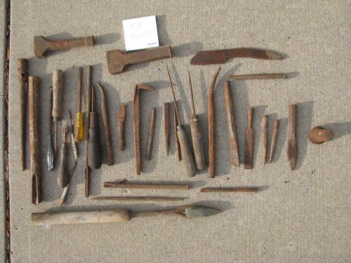 Vintage Lot Primitive tools old Barn Find Lot number 8, 33 pieces Awls chisels +