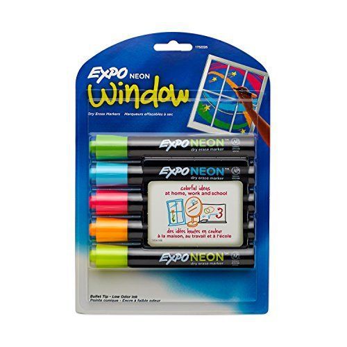 Expo neon dry erase markers, bullet tip, assorted colors, 5-count for sale