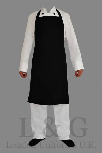 Black CHEF bib apron 100% cotton L&amp;G Uniforms